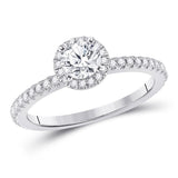 14kt White Gold Round Diamond Halo Bridal Wedding Engagement Ring /8 Cttw