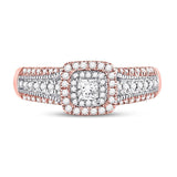 14kt Two-tone Gold Princess Diamond Halo Bridal Wedding Engagement Ring 1/2 Cttw