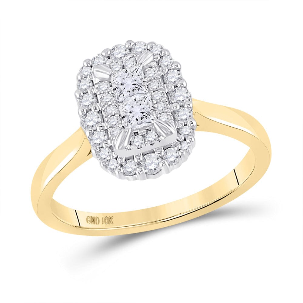 10kt Yellow Gold Princess Diamond Halo Bridal Wedding Engagement Ring 1/2 Cttw