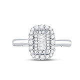 10kt White Gold Princess Diamond Halo Bridal Wedding Engagement Ring 1/2 Cttw