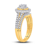 14kt Yellow Gold Round Diamond Bridal Wedding Ring Band Set 1 Cttw