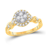 10kt Yellow Gold Womens Round Diamond Cluster Halo Ring 1/2 Cttw