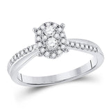 10kt White Gold Womens Round Diamond Oval Cluster Ring 1/4 Cttw