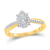 10kt Yellow Gold Womens Round Diamond Cluster Pear Promise Ring 1/4 Cttw