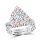 14kt Two-tone Gold Princess Diamond Bridal Wedding Ring Band Set 2 Cttw