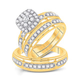 10kt Yellow Gold His Hers Round Diamond Matching Wedding Set 1-1/5 Cttw