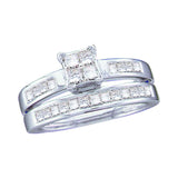 14kt White Gold Womens Princess Diamond Bridal Wedding Engagement Ring Band Set 1.00 Cttw - Size 7