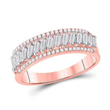 14kt Rose Gold Womens Baguette Diamond Modern Anniversary Ring 1/2 Cttw