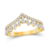 14kt Yellow Gold Womens Baguette Diamond Chevron Band Ring 3/8 Cttw