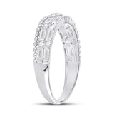 14kt White Gold Womens Baguette Diamond Fashion Band Ring 3/8 Cttw