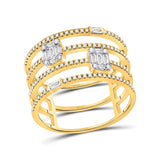 14kt White Gold Womens Round Diamond Cluster Fashion Ring 3/8 Cttw