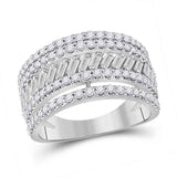 14kt White Gold Womens Baguette Diamond Anniversary Ring 1 Cttw