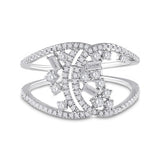 14kt White Gold Womens Round Diamond Scattered Fashion Ring 1/2 Cttw