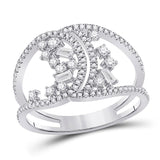 14kt White Gold Womens Round Diamond Scattered Fashion Ring 1/2 Cttw