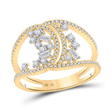 14kt Yellow Gold Womens Round Diamond Scattered Fashion Ring 1/2 Cttw