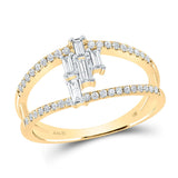 14kt Yellow Gold Womens Baguette Diamond Negative Space Band Ring 1/3 Cttw