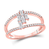 14kt Rose Gold Womens Baguette Diamond Modern Fashion Ring 1/3 Cttw