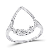 14kt White Gold Womens Round Diamond Teardrop Scattered Fashion Ring 1/5 Cttw