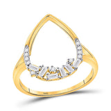 14kt Yellow Gold Womens Round Diamond Scattered Teardrop Ring 1/5 Cttw