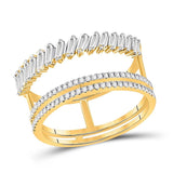 14kt Yellow Gold Womens Baguette Round Diamond Modern Negative Space Ring 5/8 Cttw