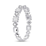 14kt White Gold Womens Baguette Diamond Modern Band Ring 1/3 Cttw