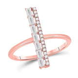 14kt Rose Gold Womens Baguette Diamond Linear Fashion Ring 1/3 Cttw
