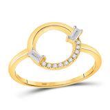 14kt Yellow Gold Womens Baguette Diamond Outline Circle Ring 1/8 Cttw