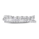 14kt White Gold Womens Baguette Diamond Crossover Band Ring 1/3 Cttw