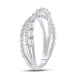 14kt White Gold Womens Baguette Diamond Crossover Band Ring 1/3 Cttw