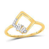 14kt Yellow Gold Womens Baguette Diamond Modern Fashion Ring 1/10 Cttw