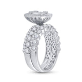 14kt White Gold Baguette Diamond Bridal Wedding Ring Band Set 1-/8 Cttw