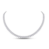 14kt White Gold Womens Baguette Diamond Teardrop Pear Fashion Necklace 4-3/8 Cttw