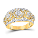 14kt White Gold Womens Round Diamond Cluster Anniversary Ring 1 Cttw
