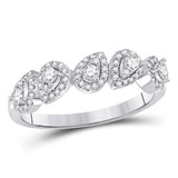 14kt White Gold Womens Round Diamond Lined Pear Band Ring 1/3 Cttw