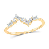 14kt Yellow Gold Womens Baguette Diamond Scattered Band Ring 1/6 Cttw