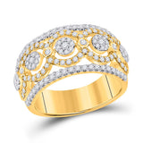 14kt Yellow Gold Womens Round Diamond Cluster Band Ring 7/8 Cttw