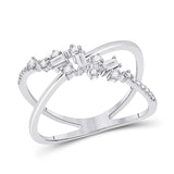 14kt White Gold Womens Round Diamond Scattered Open Fashion Ring 1/5 Cttw
