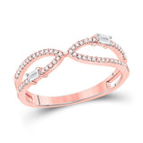 14kt Rose Gold Womens Baguette Diamond Fashion Ring 1/6 Cttw