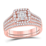 14kt Rose Gold Baguette Diamond Square Bridal Wedding Engagement Ring /8 Cttw