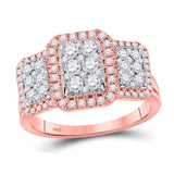 14kt Rose Gold Round Diamond Cluster Bridal Wedding Engagement Ring 1 Cttw
