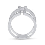 14kt White Gold Womens Baguette Diamond Negative Space Fashion Ring 1 Cttw