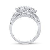 14kt White Gold Womens Baguette Diamond Modern Fashion Ring 3/4 Cttw