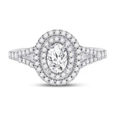 14kt White Gold Oval Diamond Halo Bridal Wedding Engagement Ring 1 Cttw