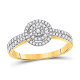10kt Yellow Gold Womens Round Diamond Halo Cluster Ring 3/8 Cttw