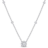 14kt White Gold Womens Round Diamond Halo Solitaire Necklace 5/8 Cttw