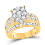 10kt Yellow Gold Round Diamond Cluster Bridal Wedding Engagement Ring 2 Cttw
