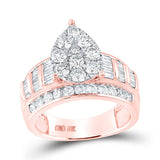 10kt Rose Gold Round Diamond Tear Cluster Bridal Wedding Engagement Ring 2 Cttw