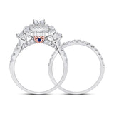 14kt Two-tone Gold Princess Diamond Bridal Wedding Ring Band Set 2 Cttw