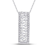 14kt White Gold Womens Round Diamond Rectangular Fashion Necklace 1/3 Cttw