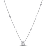 14kt White Gold Womens Round Diamond Fashion Cluster Necklace 5/8 Cttw